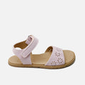 Sandalias barefoot piel rosa flores troqueladas Elisoft | Eli 1957
