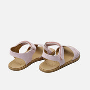 Sandalias barefoot piel rosa flores troqueladas Elisoft | Eli 1957