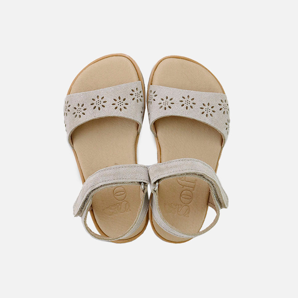 Sandalias barefoot piel saco flores troqueladas Elisoft | Eli 1957