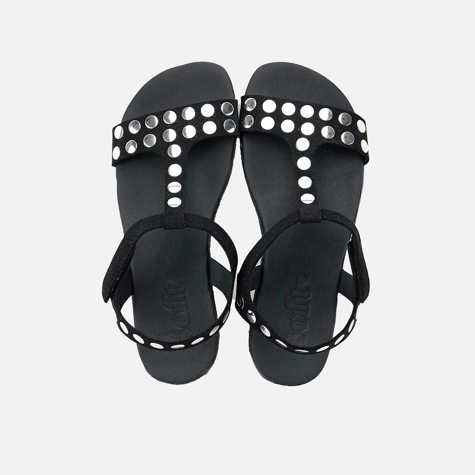 Sandalias barefoot tachas ecopiel negra  Elisoft | Eli 1957