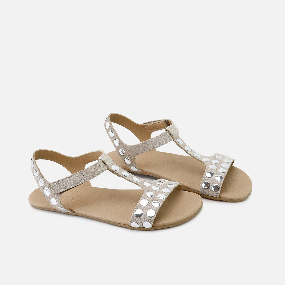 Sandalias barefoot tachas ecopiel beig  Elisoft | Eli 1957
