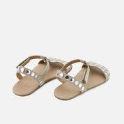 Sandalias barefoot tachas ecopiel beig  Elisoft | Eli 1957